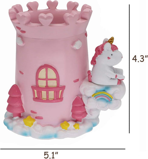 Cute Castle Unicorn Pen Pencil Holder, Desk Organizer for Office, Makeup Brush Holder Cup for Bathroom Kitchen Bedroom