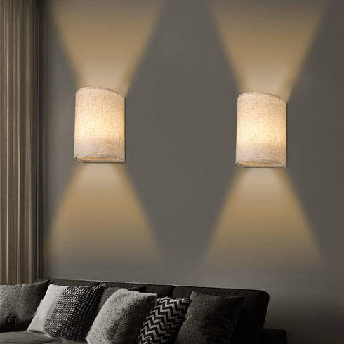 Sunydog 2 Dimmable PCS RGBW Retro Wall Lamp Fabric Shade Wall Sconce Wall Light Fixtures with Remote Controller