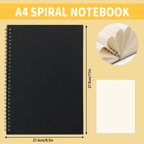 BoAn Spiral Notebooks Journal 8.5” x 11”, 2 Pack A4 Large Note Book for Women & Men, The Notebook for Work Note Taking Journals Sketch Book 76 Pages / 38 Sheets sketchbook Soft Cover Black Paper by BoAn