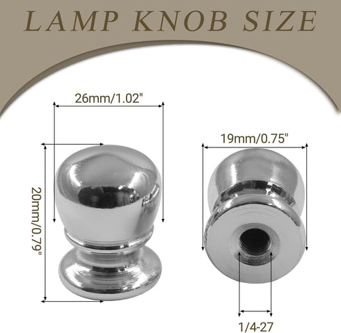 Biaungdo 2 1/4-27 Inch, Pcs Ball Lamp Finial Cap Knob, Silver Lamp Shade Screw Cap Top Lamps Decoration for Lamps Shade