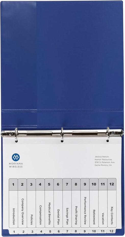 Avery 12 Tab Dividers for 3 Ring Binders, Customizable Table of Contents, 1 Set, Classic White Tabs (11140)
