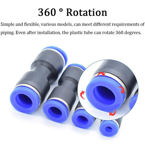 40Pcs Quick Fitting Set, 4mm/6mm/8mm/10mm Push to Connect Pipe Tube Fittings, Pneumatic Air Line Connector