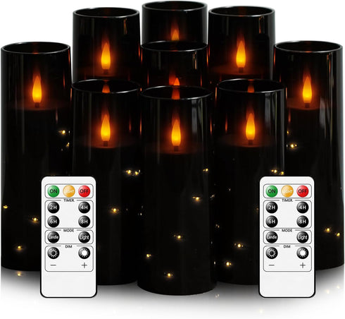 kakoya Flameless LED Candles with Timer 9 Pc Flickering Flameless Candles for