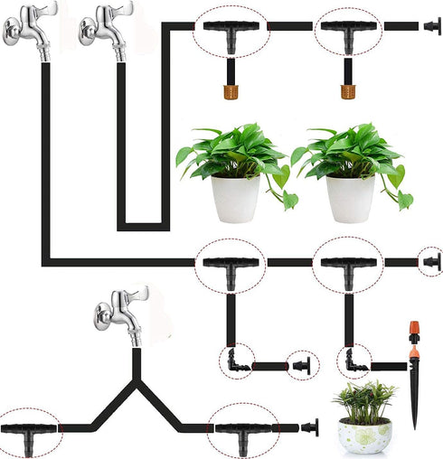280 Pcs Barbed Connectors Irrigation Fittings Kit for Drip Irrigation 1/4'' Tubing for Garden Lawn