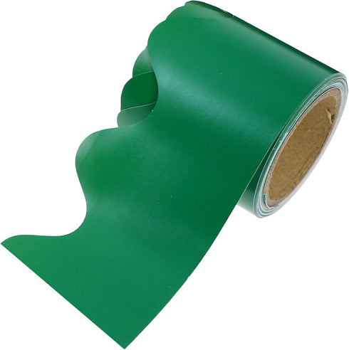 Chalkboard Border 16Ft Bulletin Board Borders, Green Scalloped Rolled Border Trim for Classroom Décor
