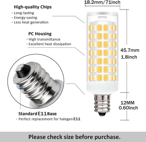 JD E11 LED Bulbs T4 Mini Candelabra Base T3 E11 Halogen Bulb Replaces - Energy Saving Led Bulbs,Non Dimmable- for a bathroom vanity fixture Chandeliers, Sconce, Cabinet Lighting 4Pack (White 6000k) by LAOYEBAOHE