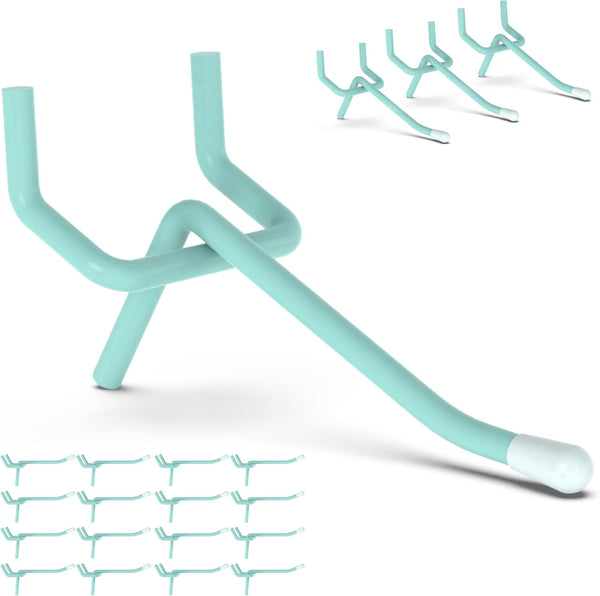 HUHOLE 50PC Blue Pegboard Hooks, 2 Inch, Fit 1/4" or 1/8" Pegboard, Ideal Organizer Accessories for Garage Tool Storage
