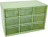 Mini Desktop Drawer Box, 9 Compartments Plastic Desk Organizer for Office, School, Jewelry Storage (Green)