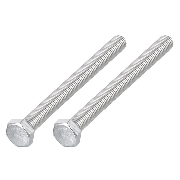 Hex Bolts (M12-1.75x130mm) 2Pcs, Fully Threaded Coarse Hex Head Screw Bolt Machine Screws - 304 Stainless Steel, Silver