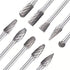 10pc Tungsten Carbide Burr Set, 1/4" Shank Double Cut Rotary Cutting Bits for Woodworking