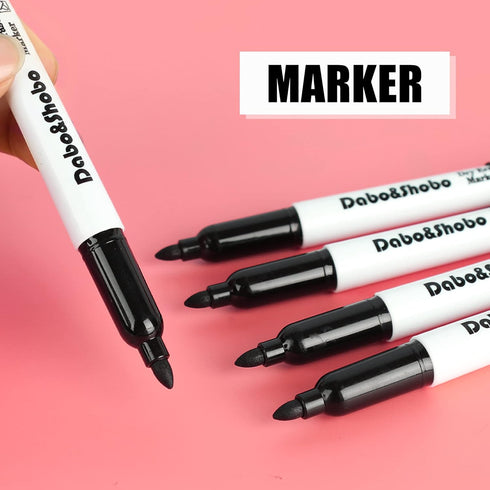 Dabo&Shobo Low Odor Dry Erase Markers, Fine Tip, Bulk Pack of 80, Black Whiteboard Markers for School Office Home