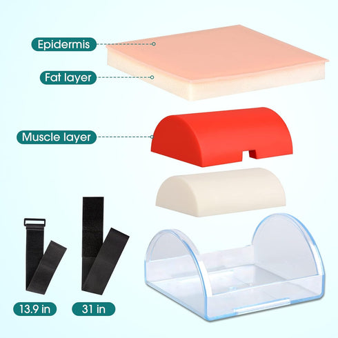 Skillssist IM,SQ Injection Practice Pad Model with Skin, Subcutaneous Tissue and Muscle Layer for Nurse and Medical
