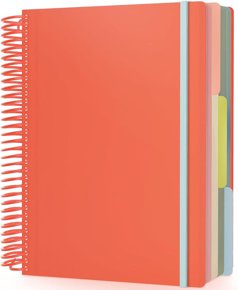 EUSOAR 3 Subject Spiral Notebook, Large A4 9.25" x 11.7" Lined College Ruled Notebook with Pockets, Cute Journal (240