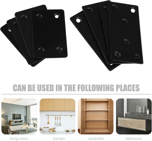 RUGLAMZHIP 8 40 Flat Mending Plates, Pcs Black Metal Flat Straight Mending Plates, Joining Fixing Brackets, Flat Fixing