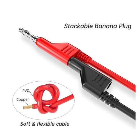 Qingdinu 5PCS 4mm 1000V 15A(2m) Copper Banana Plug to Multimeter Test Leads Soft PVC Cable Wire