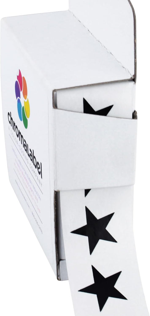 ChromaLabel 0.75 Inch Color Code Star Labels, 1000 Labels per Dispenser Box, Black