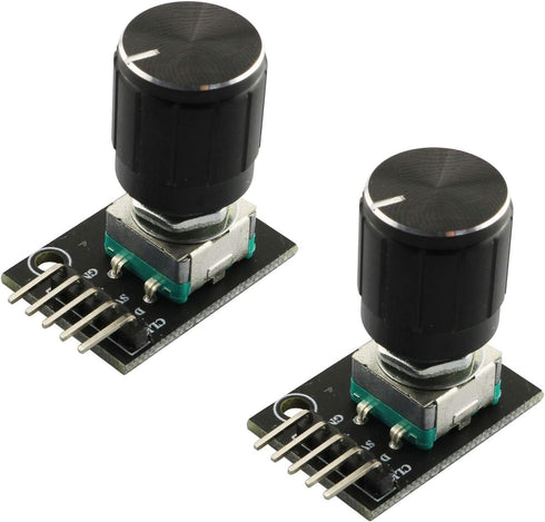 RLECS 2pcs Encoder Module Brick Sensor, Clickable Switch 360 Degree Rotary KY-040 with Knob Cap for Arduino