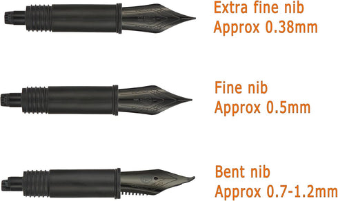 Set of 3 Hongdian Fountain Pen Black Nibs - Fine, Extra Fine and Bent Nib for Black Forest 1850, 1851, 1861, M2, M1,