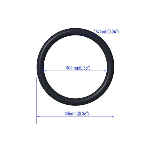 50 PCS Nitrile Rubber O Ring, 16mm OD 14mm ID 1mm Width, Metric Buna-N NBR Sealing Gasket for Plumbing Repair