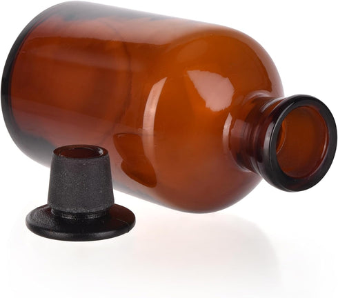 500ml Borosilicate Glass Reagent Bottle, Narrow Mouth with Standard Ground Glass Stopper for Labs (16oz, Amber)