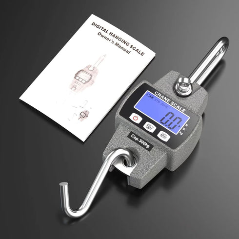 300kg / 660lb Portable Digital Crane Scale with Hooks, High Accuracy Game Scale for Farm Hunting Fishing (Black)