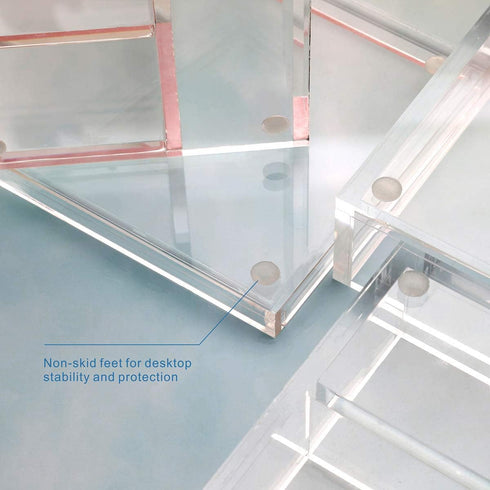 Clear Acrylic Desk Organizer 4-Piece Kit with Free Acrylic Ruler, Desktop Organization for Office or Home