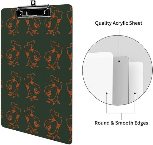 Generic 100 A4 I Love Chicken Fingers Clipboard Acrylic Clear Clipboards with Low Profile Clip Holds Sheets