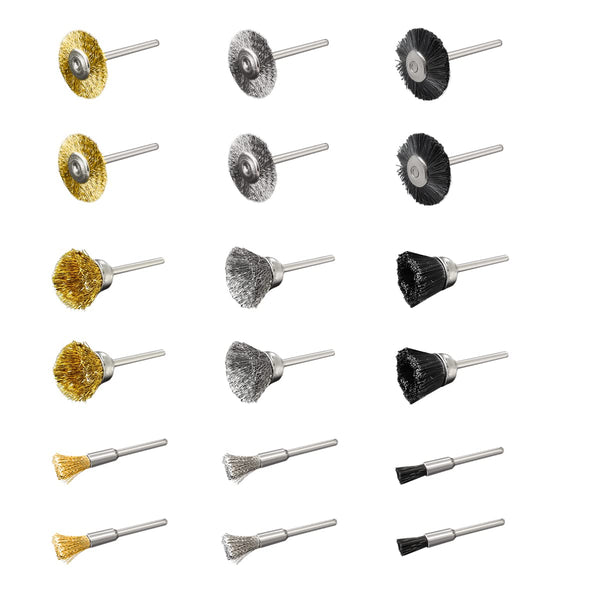 18Pcs Wire Brushes Set, Steel Wire Wheels Pen Brushes Kit for Rotary Tool, 1/8"(3mm) Shank