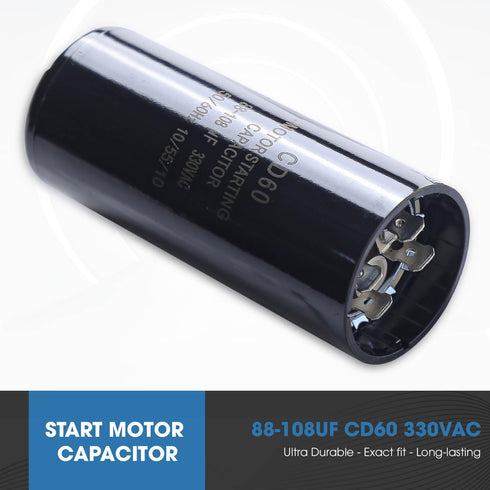 Seentech 88-108 uf MFD CD60 330 VAC Volts 50/60 Hz Round Start Capacitor, Replacement Part for HVAC, Air Conditioners, and Heat Pumps