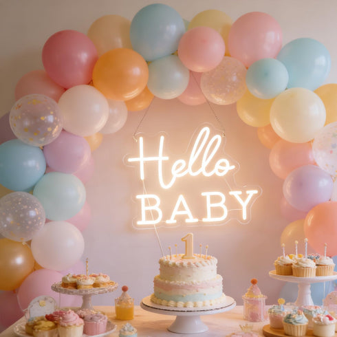 Hello Baby Neon Signs Led Gender Reveal Party Welcome Decorations Neon Letters Signs Pregnancy Announcement Party