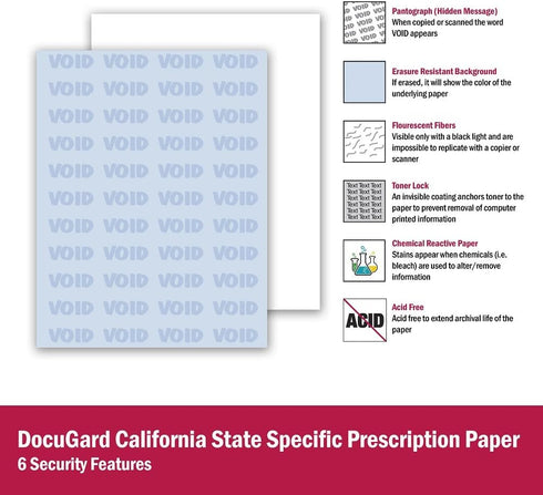 DocuGard California State Medical Security Paper, 6 Features, 8.5 x 11, 24 lb, 250 Sheets (04557),Blue by DocuGard