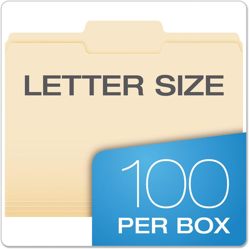 Pendaflex File Folders, Letter Size, Manila, 1/3 Cut, 100/BX (752 1/3-2)