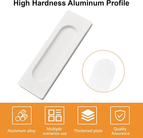 Self-Stick Rectangular Sliding Door Pulls, 2pcs Aluminum Alloy Hidden Recessed Pull Handle for Barn Door, Closet