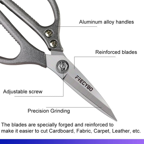 Heavy Duty Scissors 8.5'', All Purpose, Reinforced Stainless Steel Blades for Home, Office, Easy Cutting
