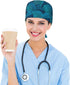 Mushrooms Snails Butterflies Breathable Scrub Hat for Nurses & Doctors Adjustable Working Cap with Moisture-Wicking