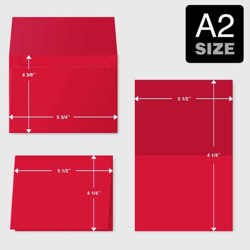 A2 2026 4.25" 5.5" 25 Pack Red Blank Greeting Cards and Envelopes Great for Holidays, Christmas and New Year Greetings