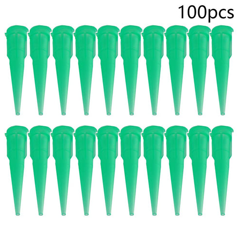 Industrial Blunt Plastic Tapered Tip Dispensing Fill Needle 18Ga Green, 100PCS