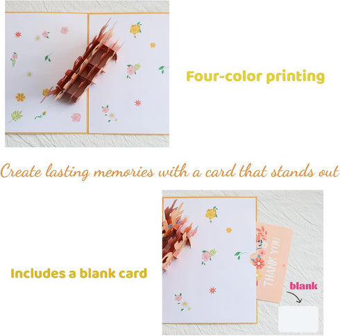Card,3D Thank You Pop Up Floral Appreciation Greeting Card with Envelope and Note Insert,Unique Keepsake
