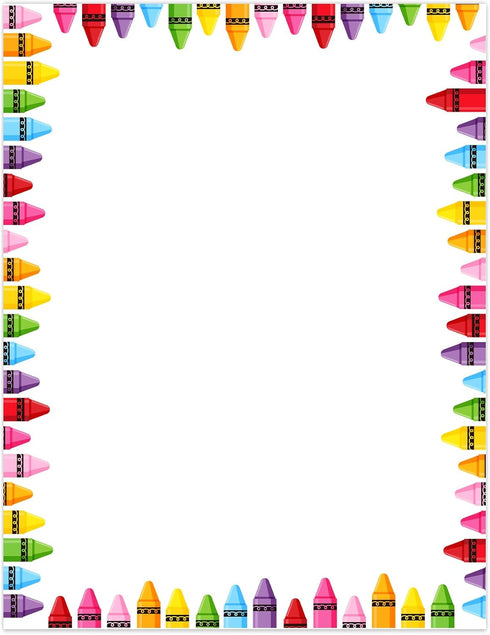 Whaline 80 Sheets Colorful Crayon Border Stationery Paper Cute Letterhead Letter Writing
