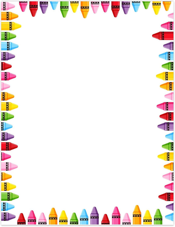 Whaline 80 Sheets Colorful Crayon Border Stationery Paper Cute Letterhead Letter Writing