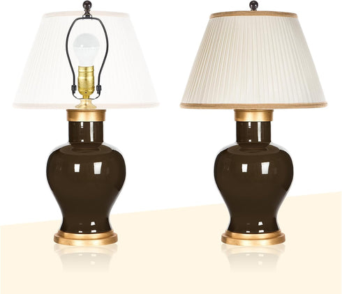 2Pcs 1.5" 1/4-27 uxcell Tall Lamp Finials Brown/Gold, Thread Lamp Cap Knob Decoration Screw Cap Nuts with Cleaning