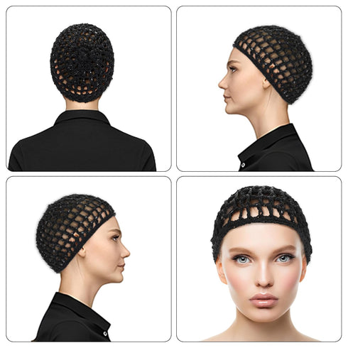 Gjinxi 3-Pack Breathable Nylon Mesh Hair Nets for Women Soft Crochet Snood Cap for Sleeping, Salon, Shower & Food