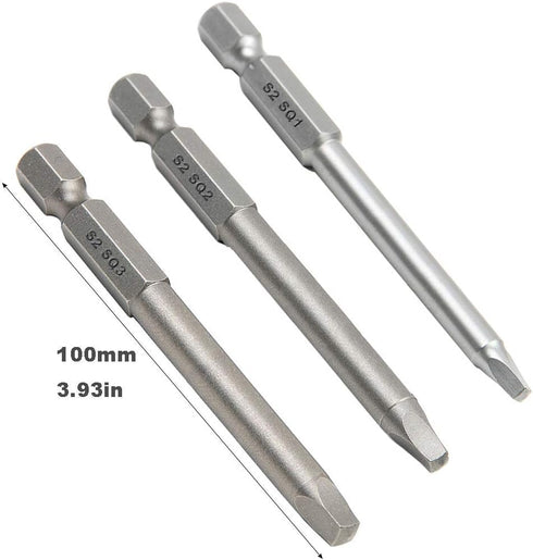 9pcs (3 Sets) 1/4 Inch Hex Shank Magnetic Square Head Screwdriver Bits Set for Electric Screw Driver Kit