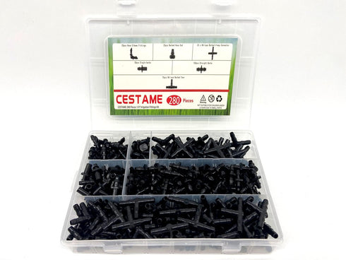 280 Pcs Barbed Connectors Irrigation Fittings Kit for Drip Irrigation 1/4'' Tubing for Garden Lawn