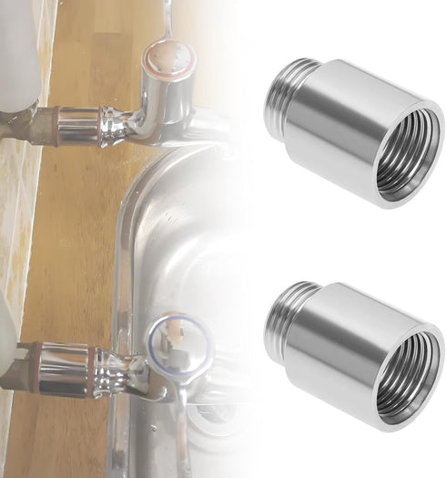 2Pcs 1/2" BSP Stainless Steel Male to Female Pipe Thread Extension Adapters, 25mm