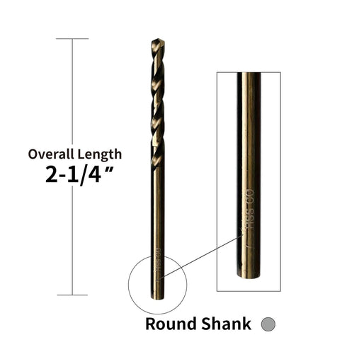 M35 5% Cobalt Jobber Drill Bits Set for Stainless Steel and Hard Metal, Steel (3/32 Inch, Pack of 10)