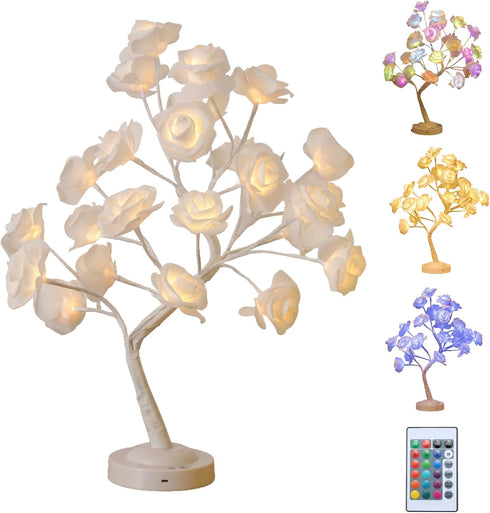 Xoeryoy Rose Lamp, Light Up Rose Flower Tree Lamp with Remote Control, 16