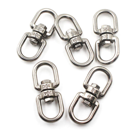 304 Stainless Steel Eye to Eye Swivel Ring, M6 1/4" Key Ring Connectors for Anchor Chain (5PCS)