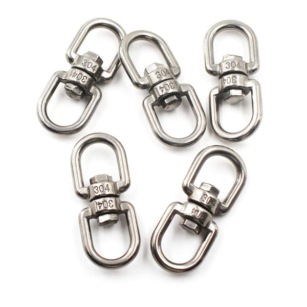 304 Stainless Steel Eye to Eye Swivel Ring, M6 1/4" Key Ring Connectors for Anchor Chain (5PCS)
