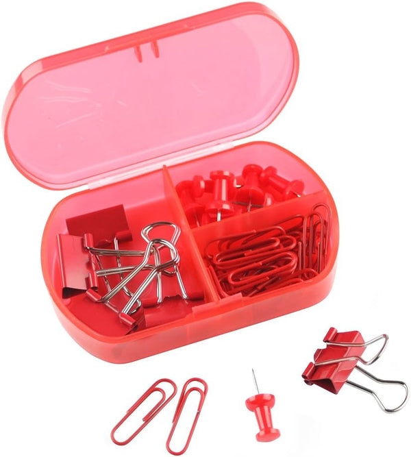 eBuyGB 3-in-1 Mini Stationary Box, Transparent Red